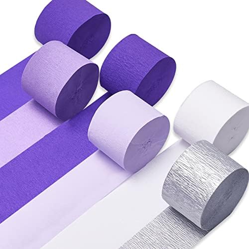 PartyWoo Purple Crepe Paper Streamers 6 Rolls 492 Feet Pack
