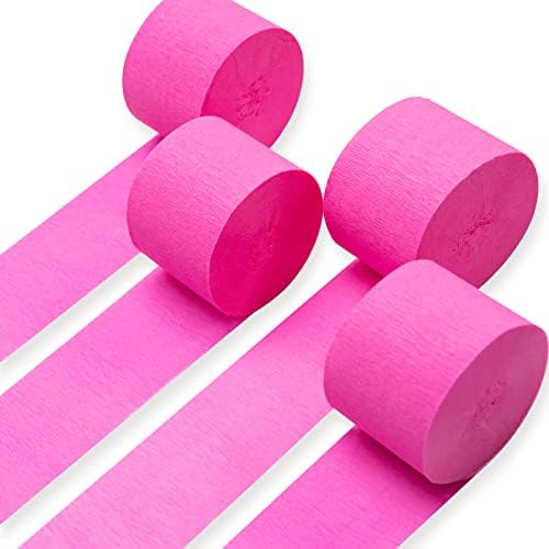 PartyWoo Crepe Paper Streamers 4 Rolls Deep Pink