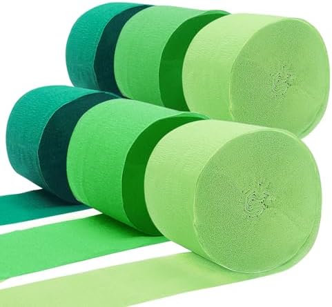 PheiLa Green Crepe Paper Streamers 6 Rolls 492ft