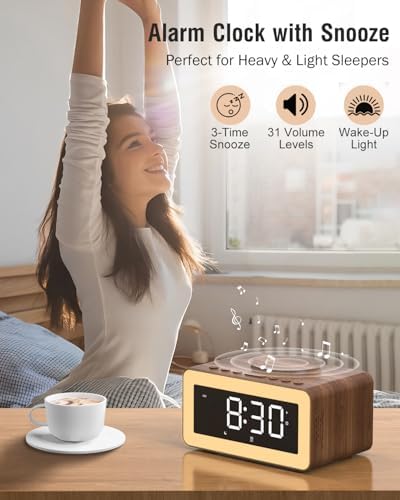 Bitswolee All-in-One Alarm Clock with Wireless Charging