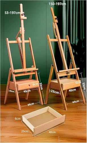 Sturdy Wooden H-Frame Art Easel with Storage Drawer