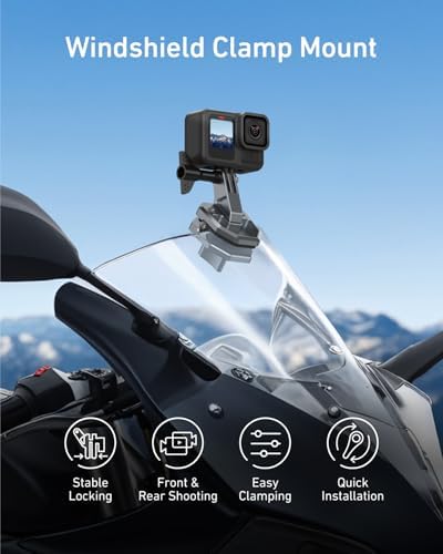 TELESIN Motorcycle Windshield Clip Camera Mount