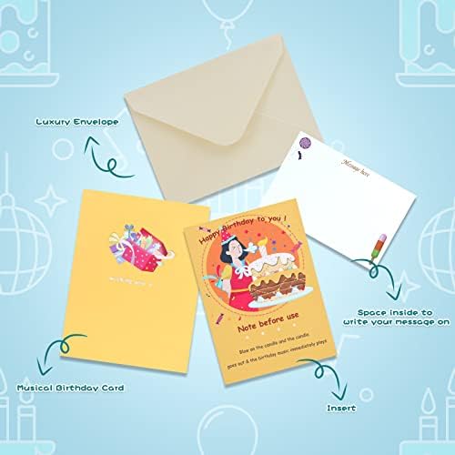 3D Musical Birthday Popup Card with LED Lights and Blowable Candles