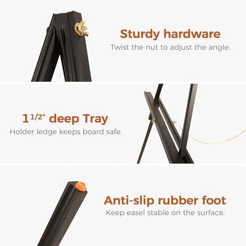VISWIN 63 Inch Wooden Easel Stand for Display and Painting - Black