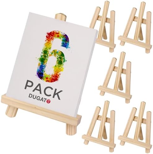 DUGATO 8-inch Mini Wood Easel Set 6 Pack