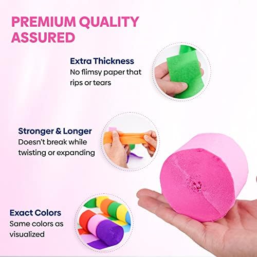 8 Crepe Paper Streamers Rolls 656ft Rainbow Party Decor