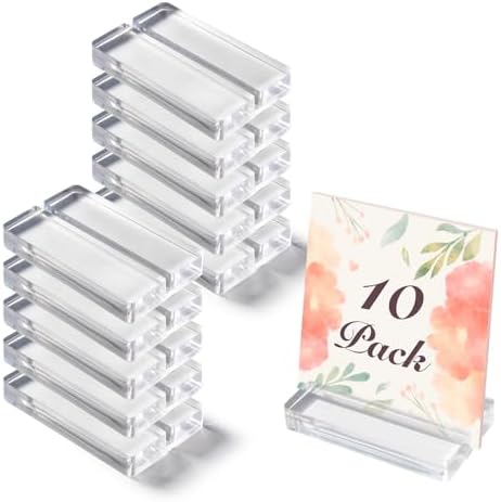 Acrylic Place Card Holder - 3 Inch Clear Table Number Display Stand 10 Pack