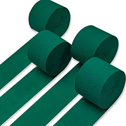 PartyWoo Crepe Paper Streamers Green 4 Rolls 328ft