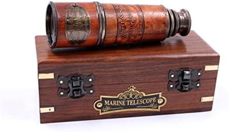 Handcrafted Brass Nautical Telescope with Box