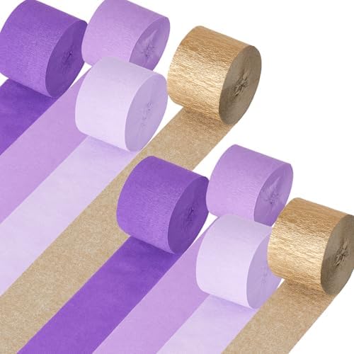 Purple Gold Crepe Paper Streamers 8 Rolls 18 Inch x 82 Ft