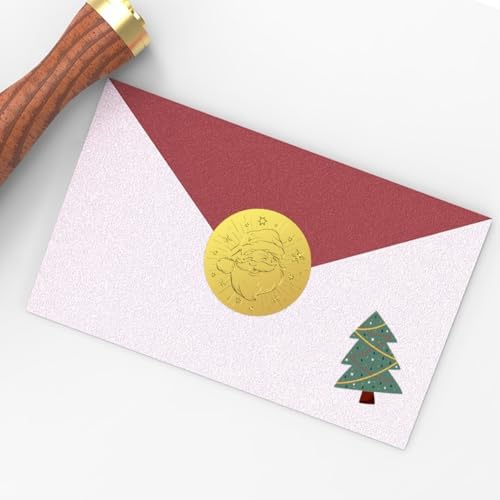 Peacoblue Gold Foil Santa Claus Seals 2 Inch 100Pcs
