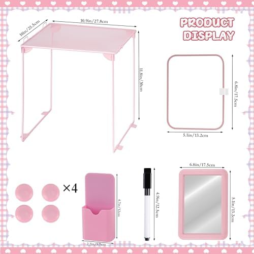 Pink Locker Accessories with Shelf Mirror and Whiteboard