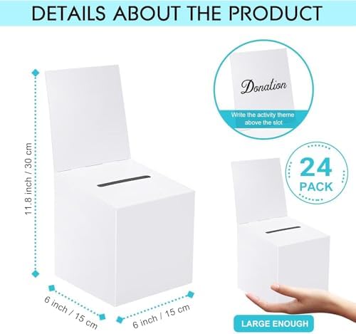 White Raffle Boxes 24 PCS 6x6x6 Inch Cardboard Suggestion Boxes