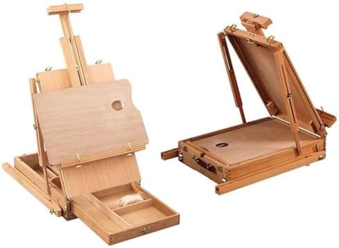 Portable Wooden Art Easel with Adjustable Height and Angle