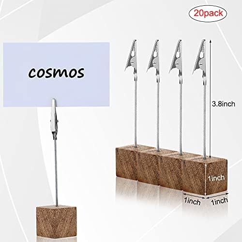 20 Pcs Wood Cube Memo Clip Holder with Alligator Clips