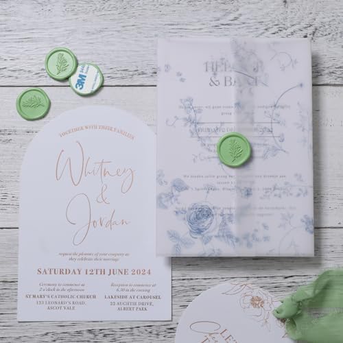 UNIQOOO Wax Seal Stickers Rosemary Design 50 Pcs Moss Green