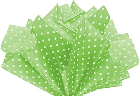 Lime Green Polka Dot Tissue Paper 15x20 Inch 100 Sheets