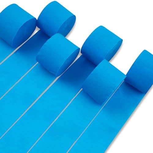 PartyWoo Blue Crepe Paper Streamers 6 Rolls 492ft Pack