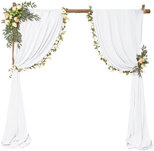 4 Panels Chiffon Wedding Arch Drapes White 20ft x 28in