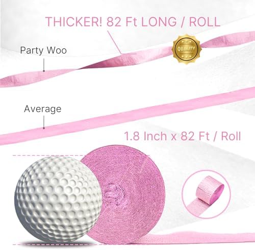 PartyWoo Pink and Red Crepe Paper Streamers 4 Rolls 328 Feet Total