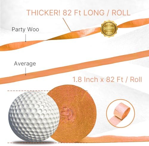 PartyWoo Orange Crepe Paper Streamers 6 Rolls 492 Feet Pack