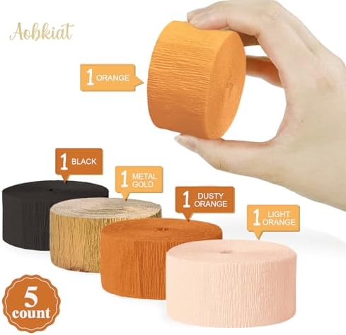 AOBKIAT Crepe Paper Streamers 5 Rolls for Fall Decorations