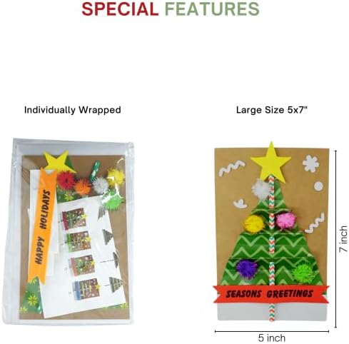 4Es Novelty Christmas Card Craft Kit for Kids 12 Pack