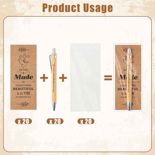 Haooryx Christian Bible Pen Bookmark Set 20 Pieces