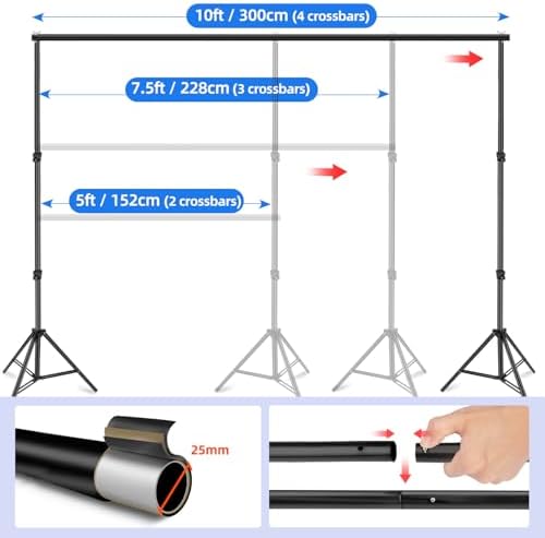 Hemmotop Photo Backdrop Stand 10x7ft Adjustable Stand for Photography