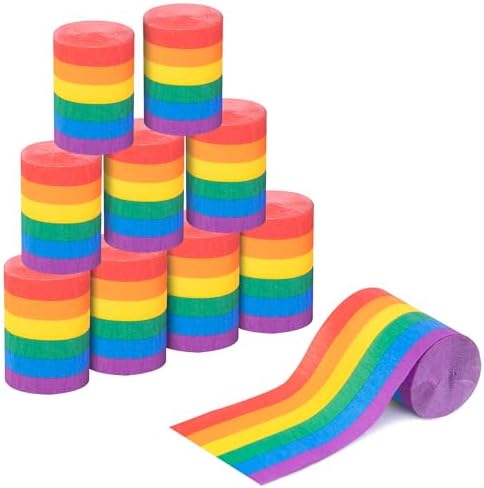 Tlswshsy 12 Rolls Rainbow Crepe Paper Streamers