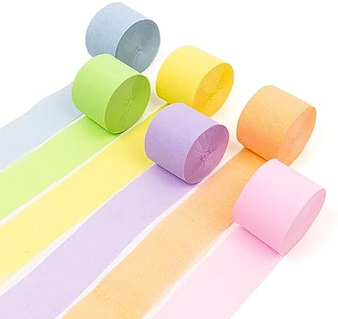 HOUSE OF PARTY Pastel Crepe Paper Streamers - 6 Rolls 492ft Total