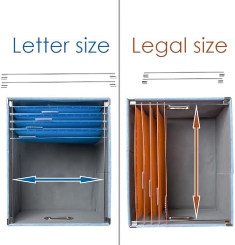 PRANDOM File Organizer Box - Collapsible Letter Legal Blue Storage with Lids