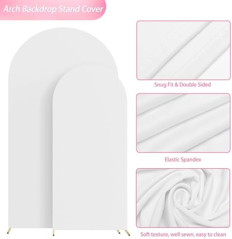 Wokceer 2 Piece White Spandex Arch Cover for Weddings and Parties