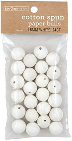 Lia Griffith Cotton Paper Balls 15mm White 24 Count