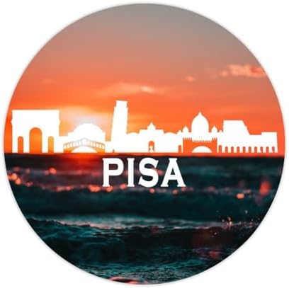 2in Round Label Stickers 100pcs Pisa City Skyline Decals