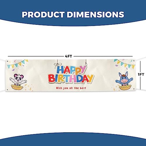 Happy Birthday Banner Sign 4x1 Ft Custom Outdoor Indoor Display