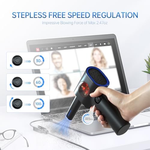 ATEngeus Compressed Air Duster with Storage Case and LED Light