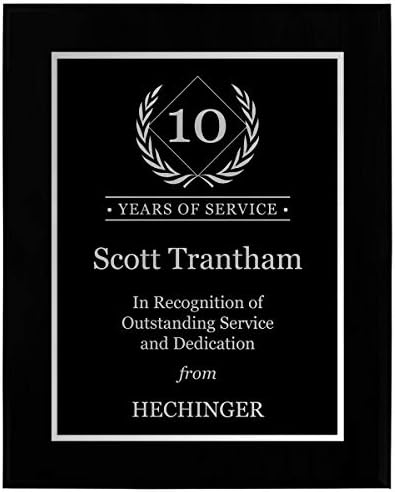 PlaqueMaker Personalized Years of Service Award - Black with Silver