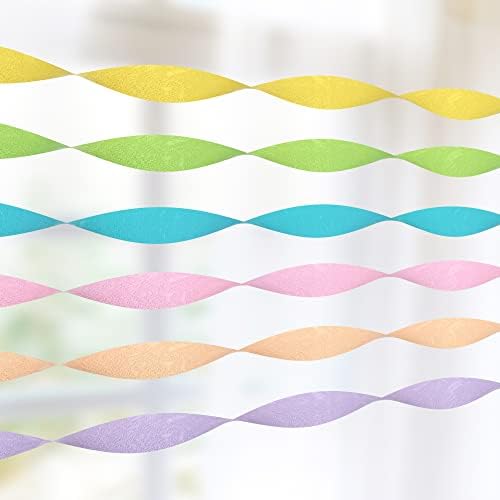HOUSE OF PARTY Pastel Crepe Paper Streamers - 6 Rolls 492ft Total