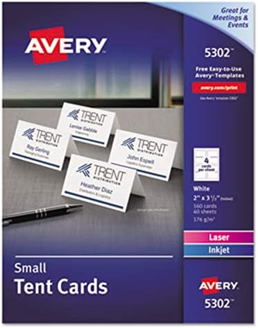 Avery Small Tent Cards 2x35 White Box of 160