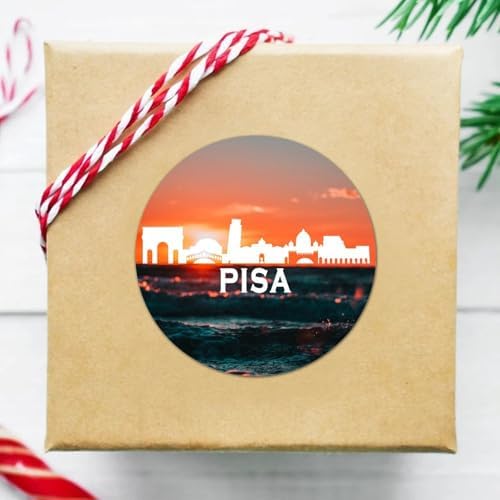 2in Round Label Stickers 100pcs Pisa City Skyline Decals
