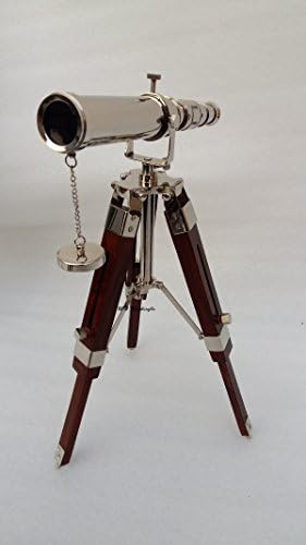 Vintage Brass Nickel Telescope with Tripod Stand