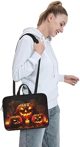RLDOBOFE Halloween Pumpkin Laptop Bag with Zip Closure