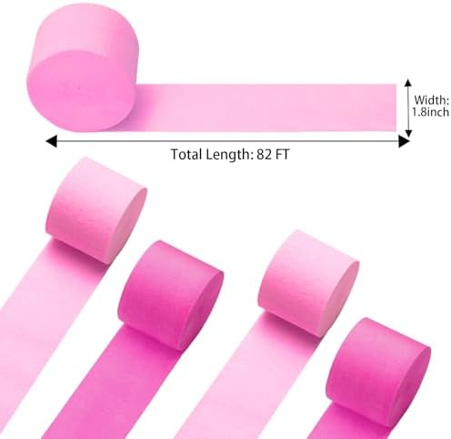 Pink Crepe Paper Streamers 4 Rolls 328ft