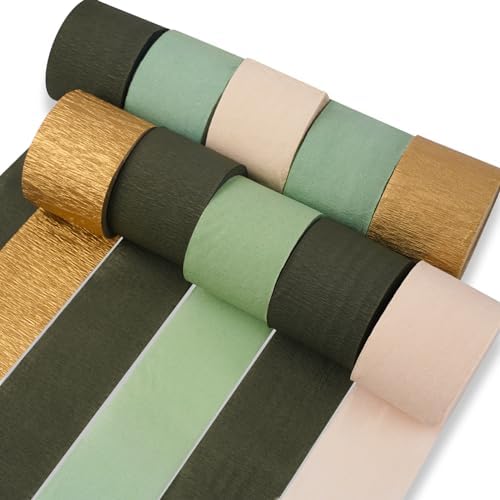 PartyWoo Green Crepe Paper Streamers 10 Rolls 820 Ft Pack