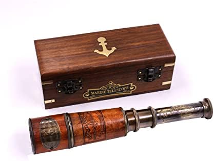 Handcrafted Brass Nautical Telescope with Box