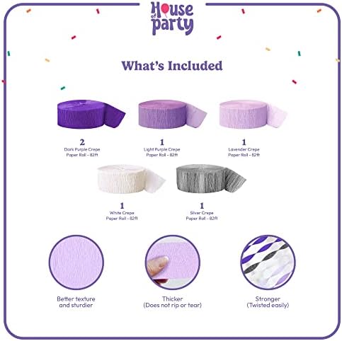 House Of Party Purple Crepe Paper Streamers 492ft 6 Rolls