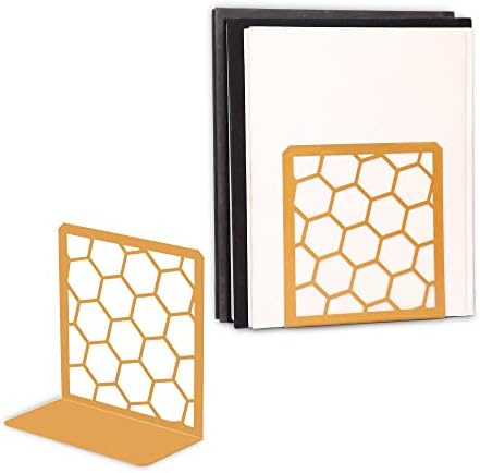 GEOMOD Geometric Honeycomb Gold Metal Bookends - 1 Pair