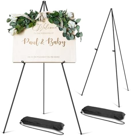 PUJIANG 2 Pack Folding Easel Stand for Signs and Art Displays
