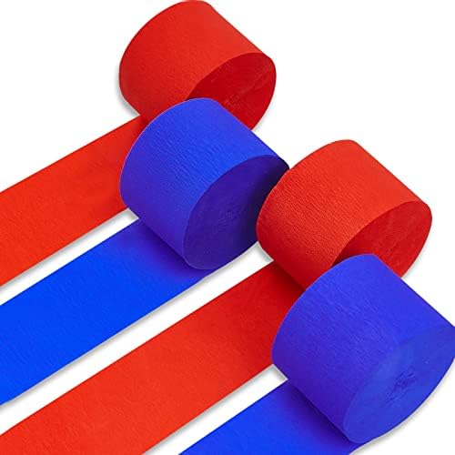 PartyWoo Crepe Paper Streamers 4 Rolls Red and Blue